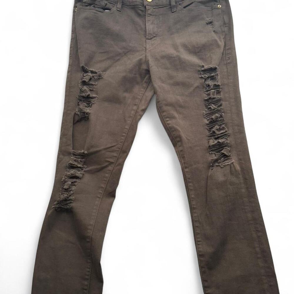 Green ripped skinny jeans size